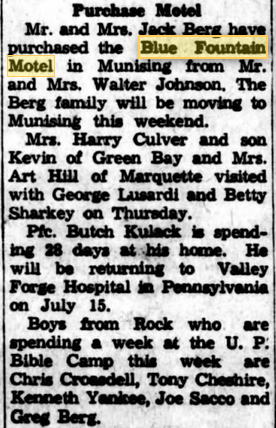 Blue Fountain Motel - June 1968 Article The Bergs Buy From The Johnsons